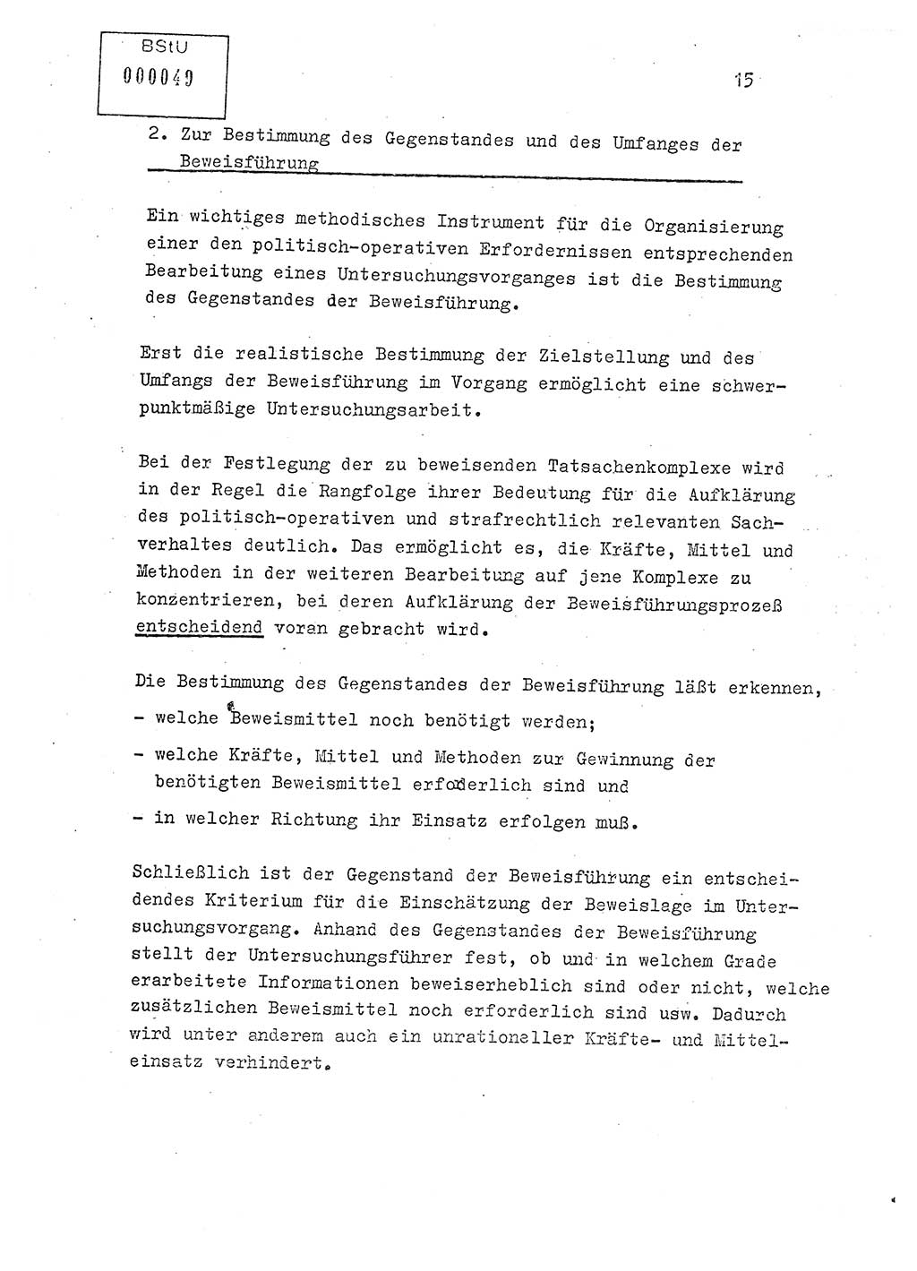 Lektion Ministerium für Staatssicherheit (MfS) [Deutsche Demokratische Republik (DDR)], Hauptabteilung (HA) Ⅸ, Berlin 1979, Seite 15 (Lekt. Bew.-Fü. EV MfS DDR HA Ⅸ 1979, S. 15)