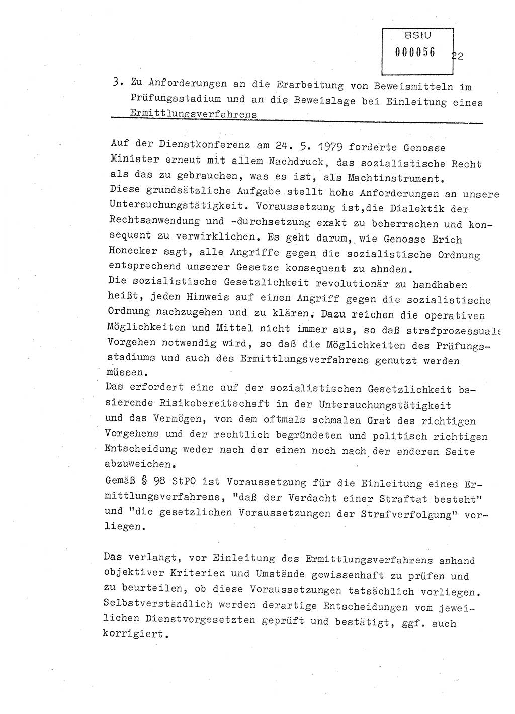 Lektion Ministerium für Staatssicherheit (MfS) [Deutsche Demokratische Republik (DDR)], Hauptabteilung (HA) Ⅸ, Berlin 1979, Seite 22 (Lekt. Bew.-Fü. EV MfS DDR HA Ⅸ 1979, S. 22)