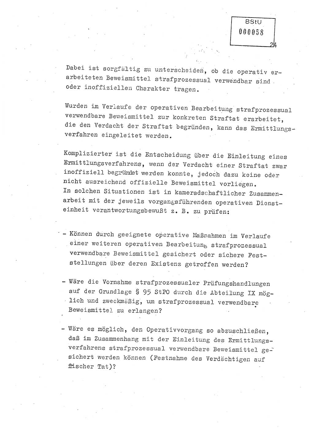Lektion Ministerium für Staatssicherheit (MfS) [Deutsche Demokratische Republik (DDR)], Hauptabteilung (HA) Ⅸ, Berlin 1979, Seite 24 (Lekt. Bew.-Fü. EV MfS DDR HA Ⅸ 1979, S. 24)
