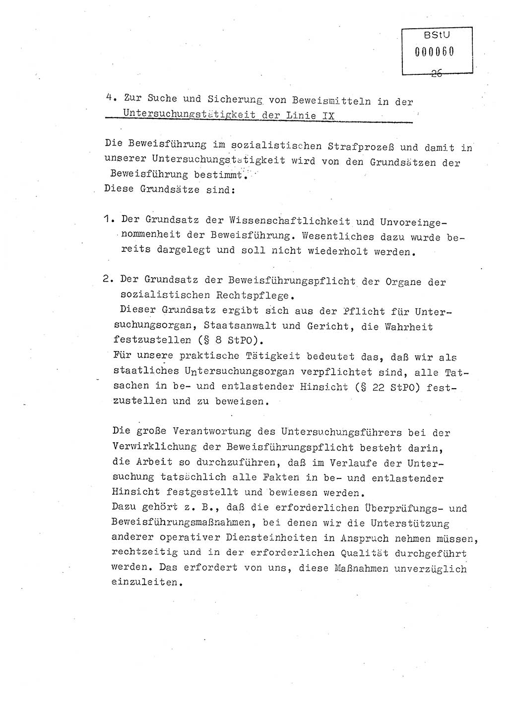 Lektion Ministerium für Staatssicherheit (MfS) [Deutsche Demokratische Republik (DDR)], Hauptabteilung (HA) Ⅸ, Berlin 1979, Seite 26 (Lekt. Bew.-Fü. EV MfS DDR HA Ⅸ 1979, S. 26)