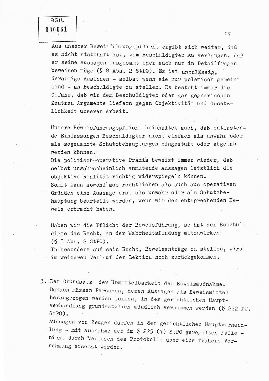 Lektion Ministerium für Staatssicherheit (MfS) [Deutsche Demokratische Republik (DDR)], Hauptabteilung (HA) Ⅸ, Berlin 1979, Seite 27 (Lekt. Bew.-Fü. EV MfS DDR HA Ⅸ 1979, S. 27)