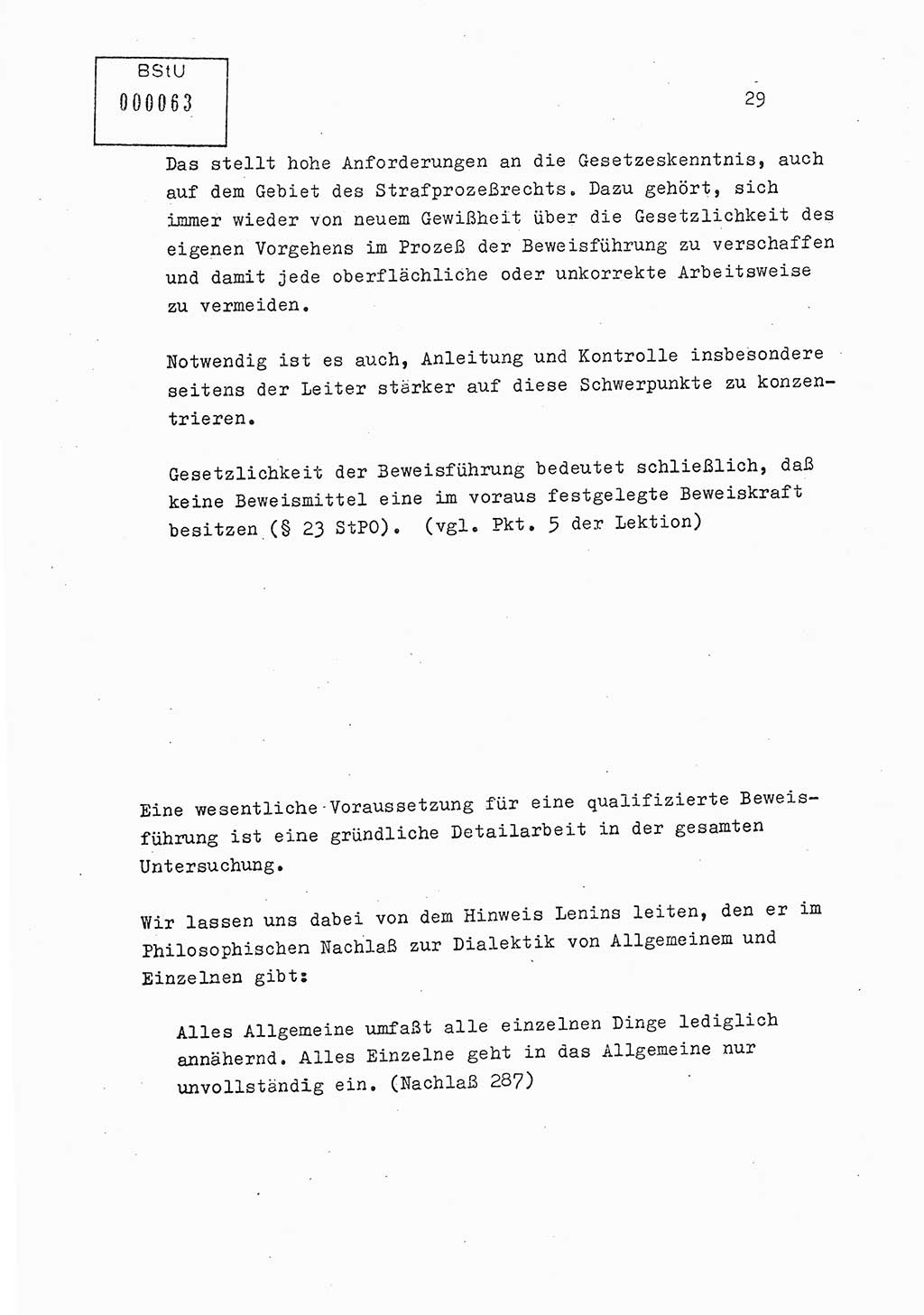Lektion Ministerium für Staatssicherheit (MfS) [Deutsche Demokratische Republik (DDR)], Hauptabteilung (HA) Ⅸ, Berlin 1979, Seite 29 (Lekt. Bew.-Fü. EV MfS DDR HA Ⅸ 1979, S. 29)