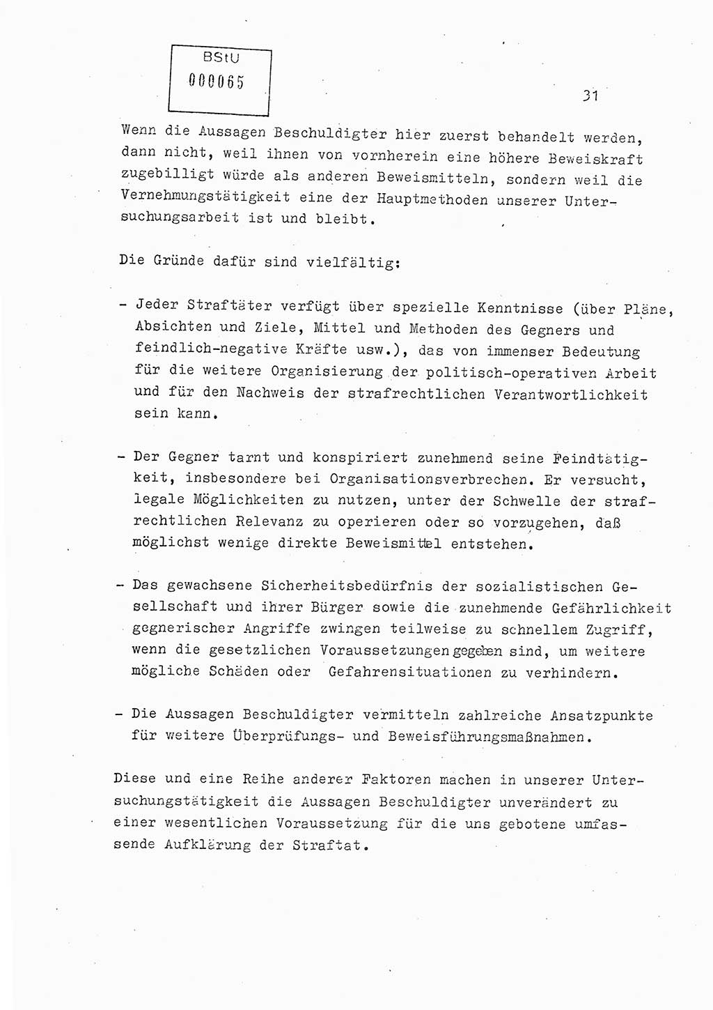 Lektion Ministerium für Staatssicherheit (MfS) [Deutsche Demokratische Republik (DDR)], Hauptabteilung (HA) Ⅸ, Berlin 1979, Seite 31 (Lekt. Bew.-Fü. EV MfS DDR HA Ⅸ 1979, S. 31)