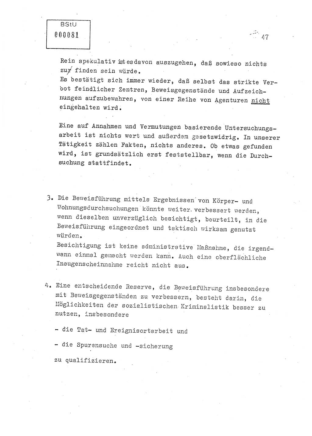 Lektion Ministerium für Staatssicherheit (MfS) [Deutsche Demokratische Republik (DDR)], Hauptabteilung (HA) Ⅸ, Berlin 1979, Seite 47 (Lekt. Bew.-Fü. EV MfS DDR HA Ⅸ 1979, S. 47)