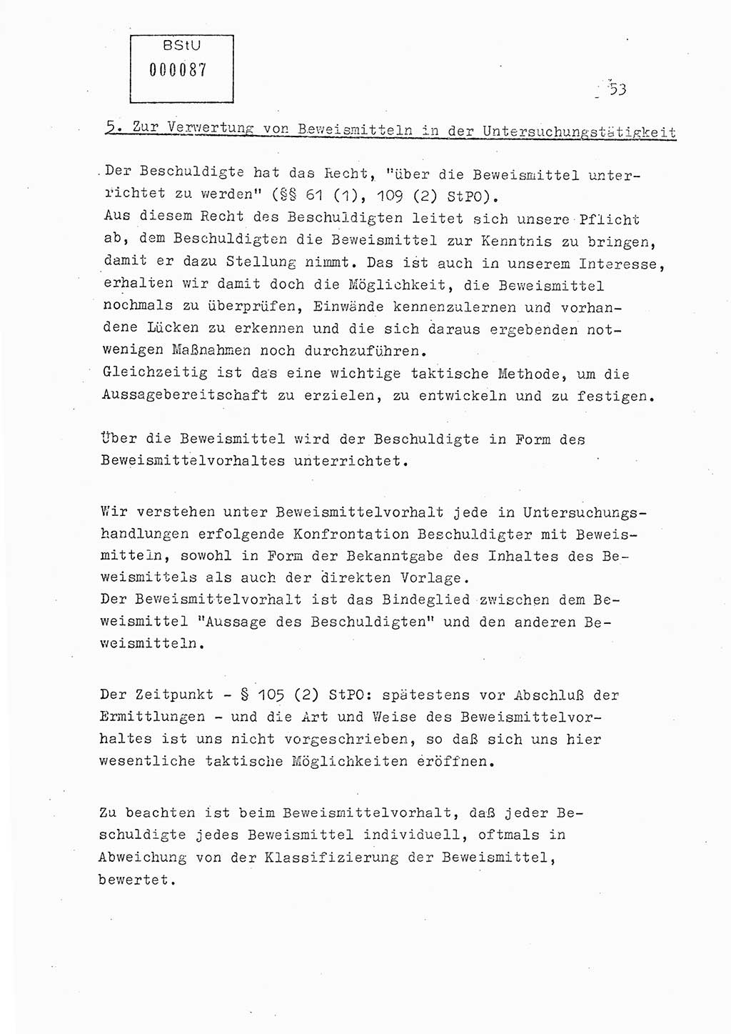 Lektion Ministerium für Staatssicherheit (MfS) [Deutsche Demokratische Republik (DDR)], Hauptabteilung (HA) Ⅸ, Berlin 1979, Seite 53 (Lekt. Bew.-Fü. EV MfS DDR HA Ⅸ 1979, S. 53)