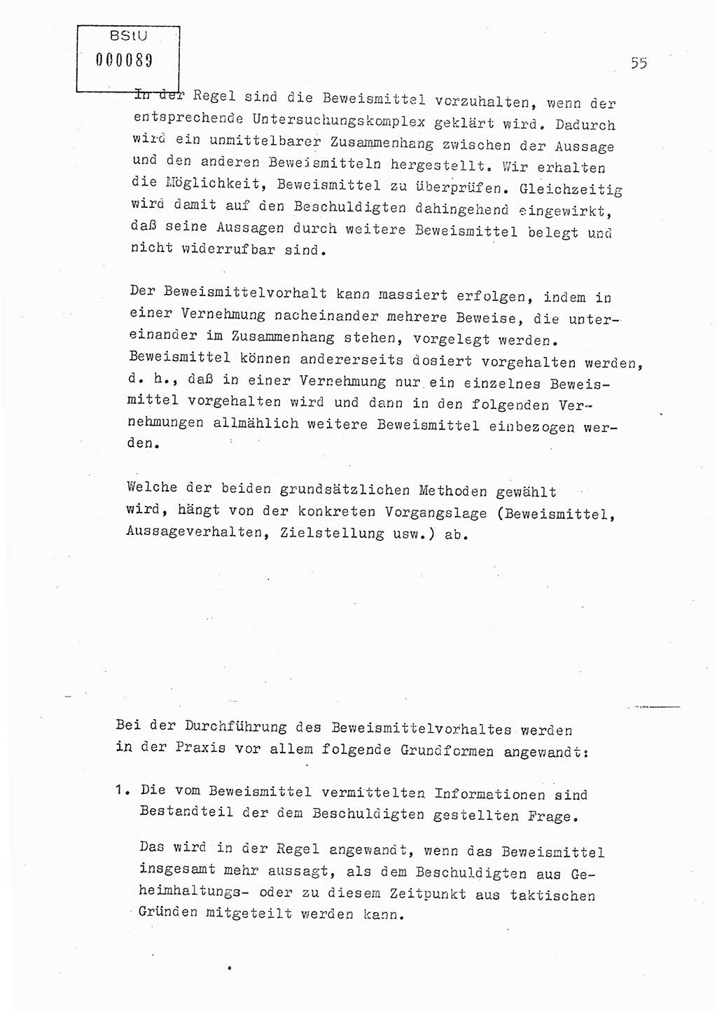 Lektion Ministerium für Staatssicherheit (MfS) [Deutsche Demokratische Republik (DDR)], Hauptabteilung (HA) Ⅸ, Berlin 1979, Seite 55 (Lekt. Bew.-Fü. EV MfS DDR HA Ⅸ 1979, S. 55)