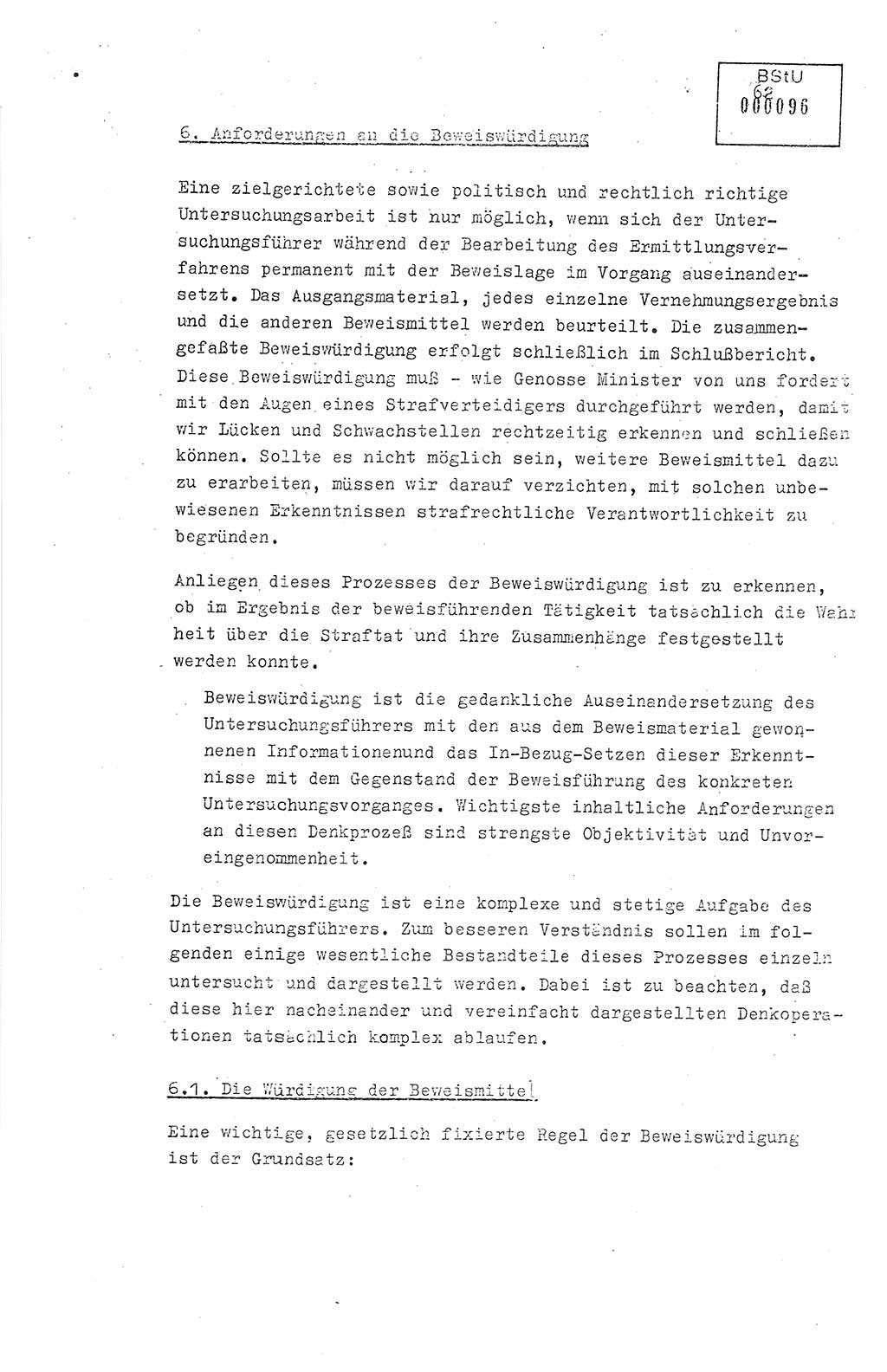 Lektion Ministerium für Staatssicherheit (MfS) [Deutsche Demokratische Republik (DDR)], Hauptabteilung (HA) Ⅸ, Berlin 1979, Seite 62 (Lekt. Bew.-Fü. EV MfS DDR HA Ⅸ 1979, S. 62)