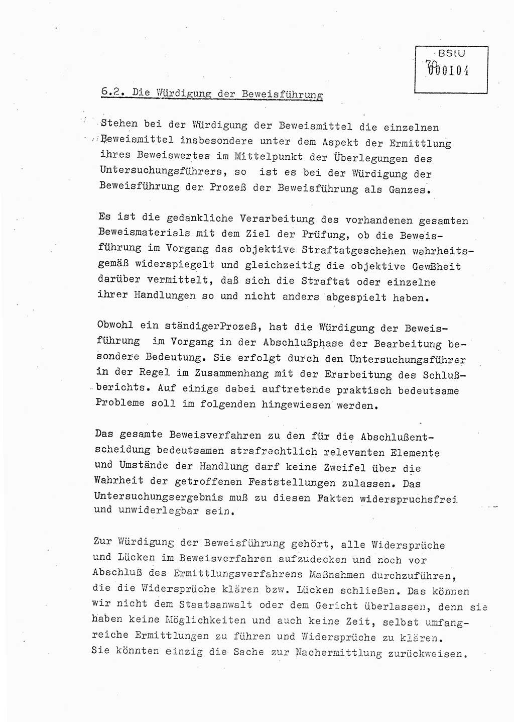 Lektion Ministerium für Staatssicherheit (MfS) [Deutsche Demokratische Republik (DDR)], Hauptabteilung (HA) Ⅸ, Berlin 1979, Seite 70 (Lekt. Bew.-Fü. EV MfS DDR HA Ⅸ 1979, S. 70)