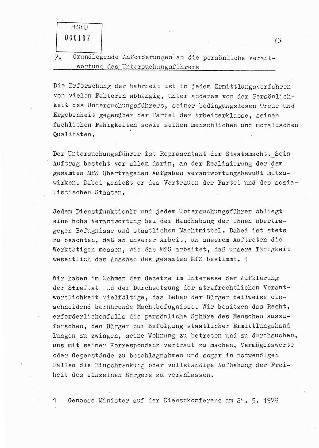 Lektion Ministerium für Staatssicherheit (MfS) [Deutsche Demokratische Republik (DDR)], Hauptabteilung (HA) Ⅸ, Berlin 1979, Seite 73 (Lekt. Bew.-Fü. EV MfS DDR HA Ⅸ 1979, S. 73)