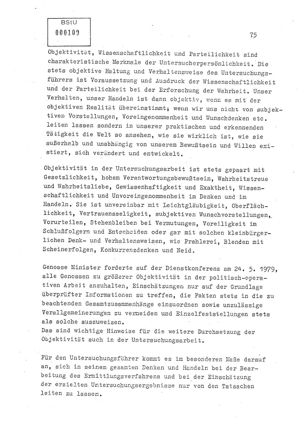 Lektion Ministerium für Staatssicherheit (MfS) [Deutsche Demokratische Republik (DDR)], Hauptabteilung (HA) Ⅸ, Berlin 1979, Seite 75 (Lekt. Bew.-Fü. EV MfS DDR HA Ⅸ 1979, S. 75)