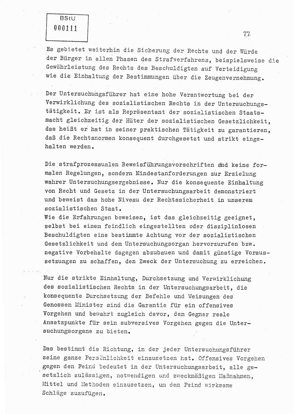 Lektion Ministerium für Staatssicherheit (MfS) [Deutsche Demokratische Republik (DDR)], Hauptabteilung (HA) Ⅸ, Berlin 1979, Seite 77 (Lekt. Bew.-Fü. EV MfS DDR HA Ⅸ 1979, S. 77)