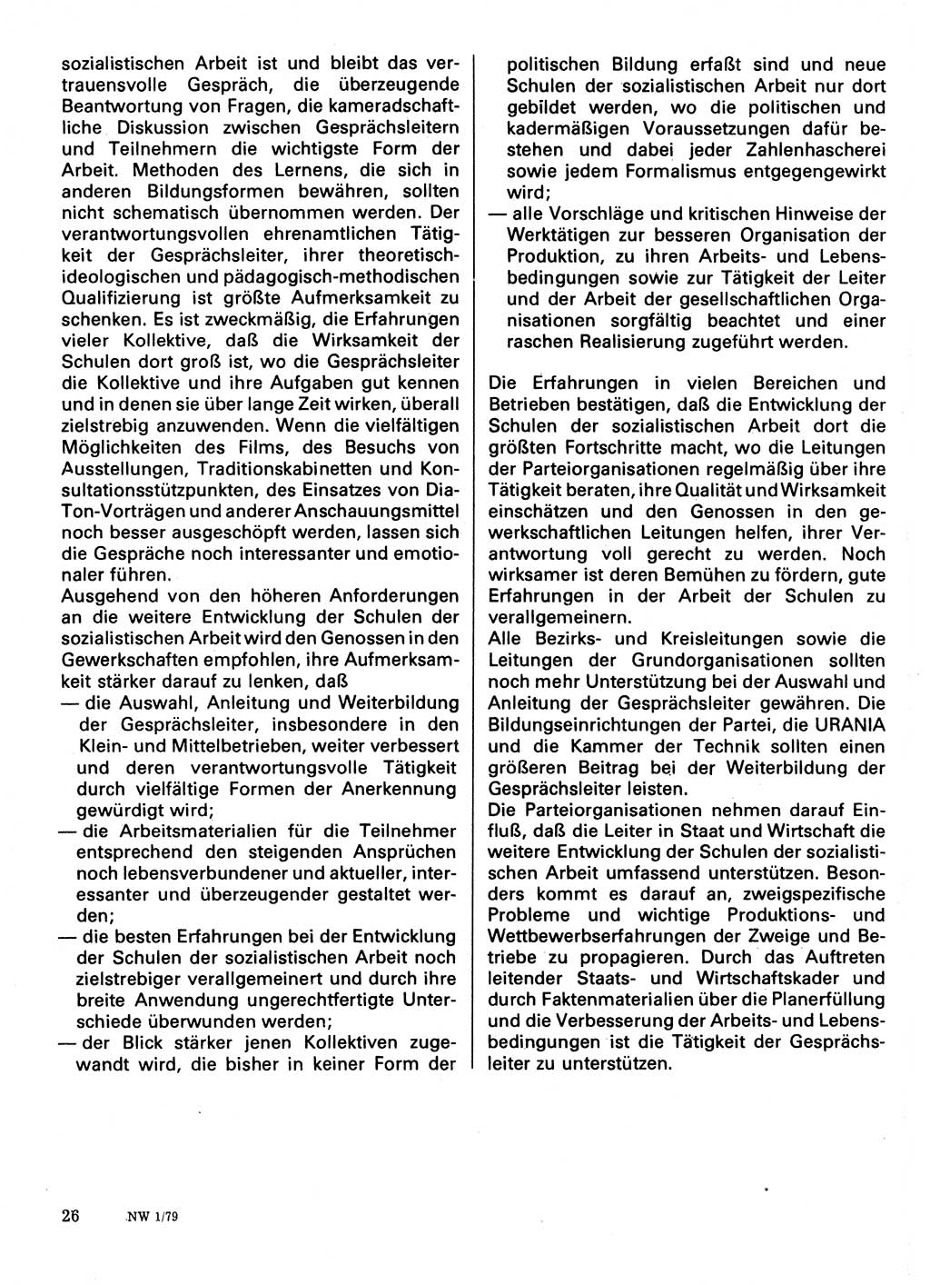 Neuer Weg (NW), Organ des Zentralkomitees (ZK) der SED (Sozialistische Einheitspartei Deutschlands) für Fragen des Parteilebens, 34. Jahrgang [Deutsche Demokratische Republik (DDR)] 1979, Seite 26 (NW ZK SED DDR 1979, S. 26)