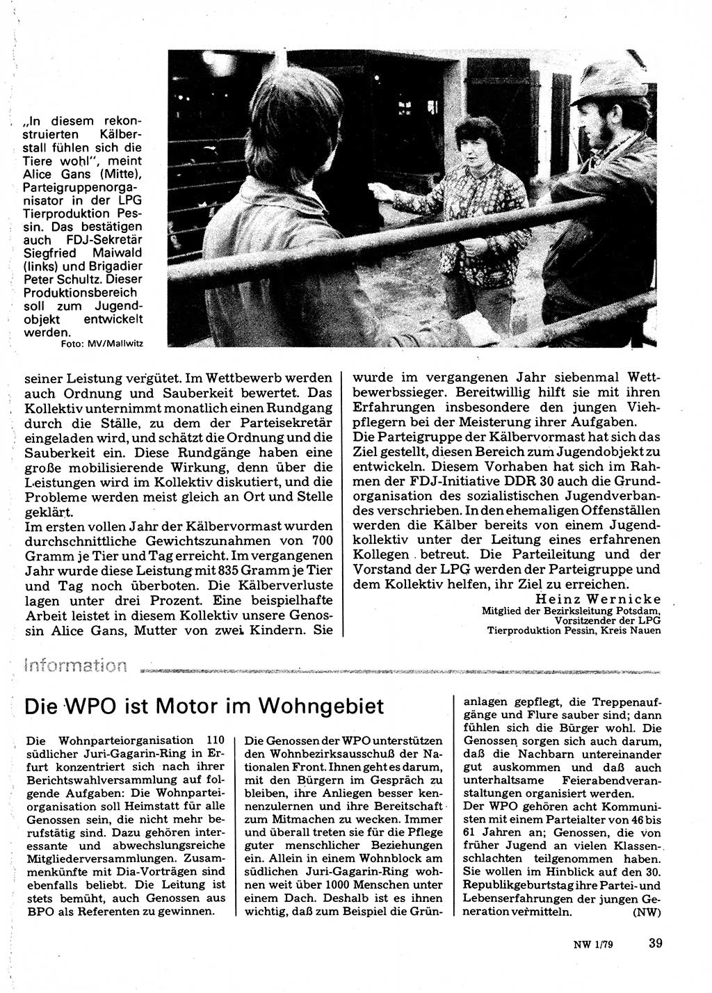 Neuer Weg (NW), Organ des Zentralkomitees (ZK) der SED (Sozialistische Einheitspartei Deutschlands) für Fragen des Parteilebens, 34. Jahrgang [Deutsche Demokratische Republik (DDR)] 1979, Seite 39 (NW ZK SED DDR 1979, S. 39)