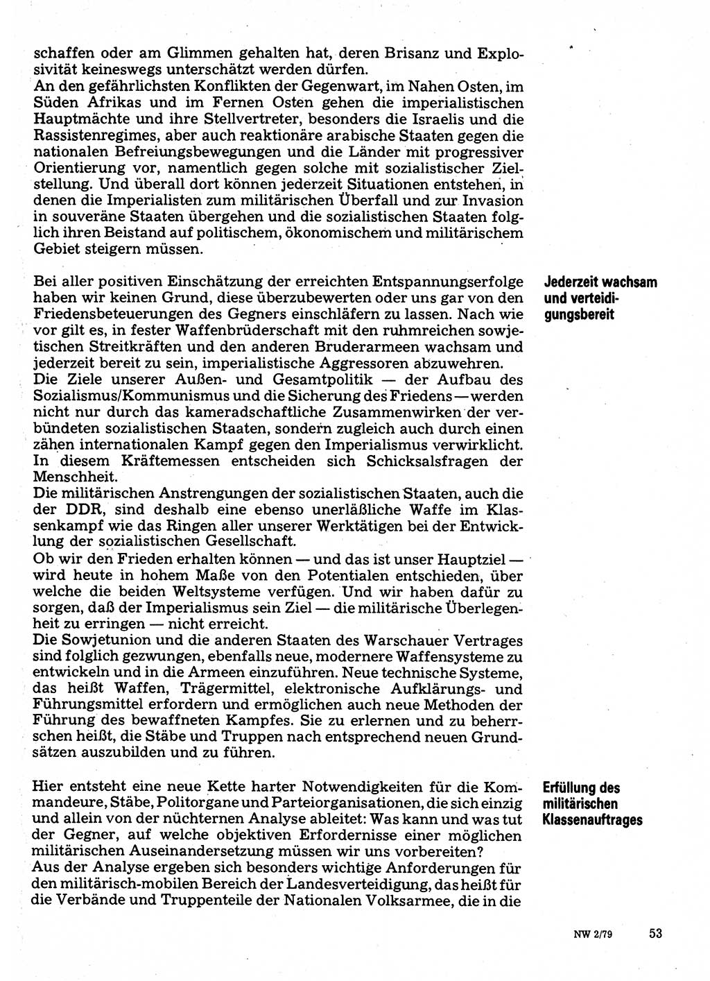 Neuer Weg (NW), Organ des Zentralkomitees (ZK) der SED (Sozialistische Einheitspartei Deutschlands) für Fragen des Parteilebens, 34. Jahrgang [Deutsche Demokratische Republik (DDR)] 1979, Seite 53 (NW ZK SED DDR 1979, S. 53)