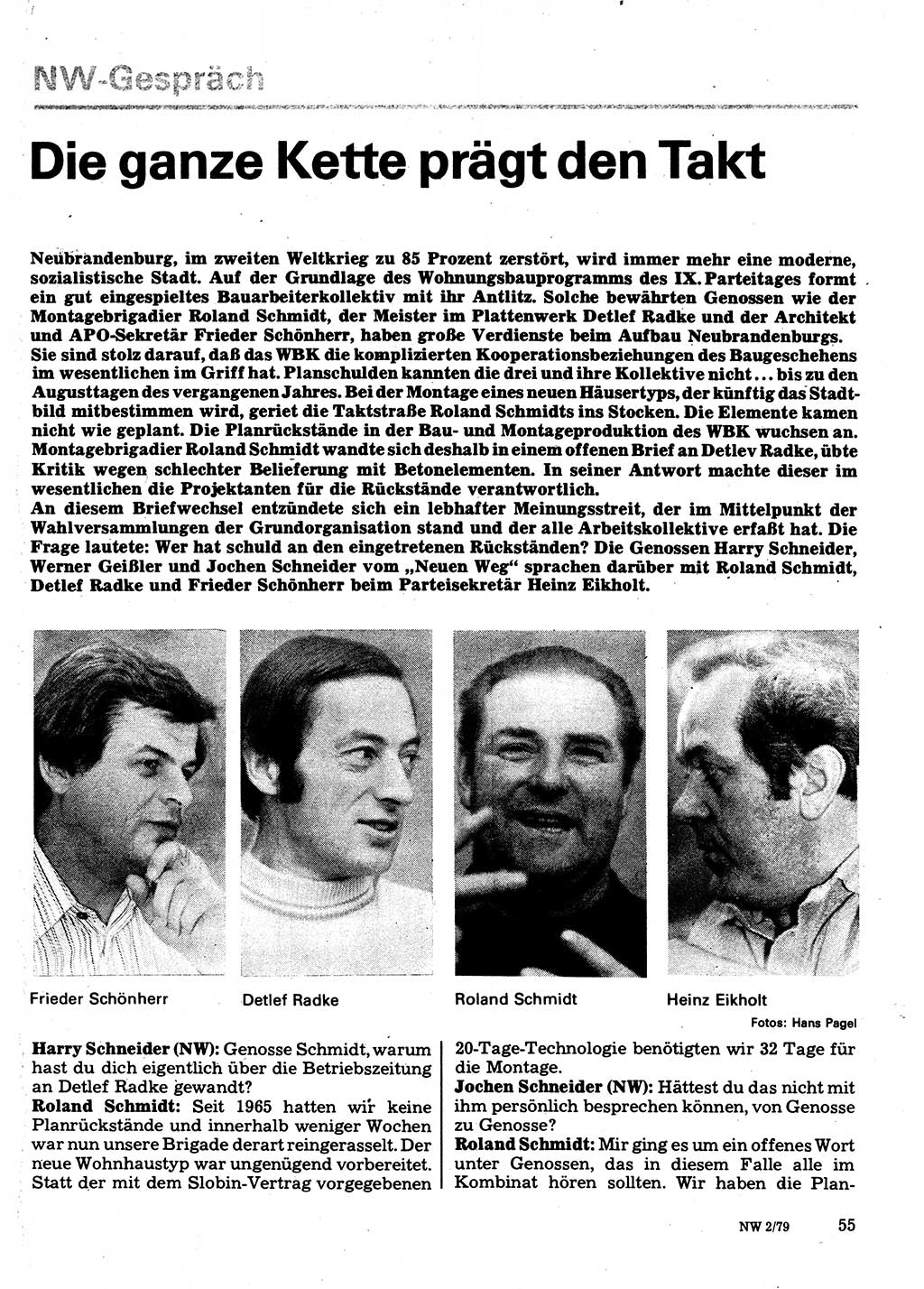 Neuer Weg (NW), Organ des Zentralkomitees (ZK) der SED (Sozialistische Einheitspartei Deutschlands) für Fragen des Parteilebens, 34. Jahrgang [Deutsche Demokratische Republik (DDR)] 1979, Seite 55 (NW ZK SED DDR 1979, S. 55)