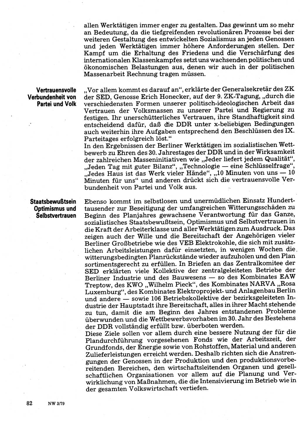 Neuer Weg (NW), Organ des Zentralkomitees (ZK) der SED (Sozialistische Einheitspartei Deutschlands) für Fragen des Parteilebens, 34. Jahrgang [Deutsche Demokratische Republik (DDR)] 1979, Seite 82 (NW ZK SED DDR 1979, S. 82)