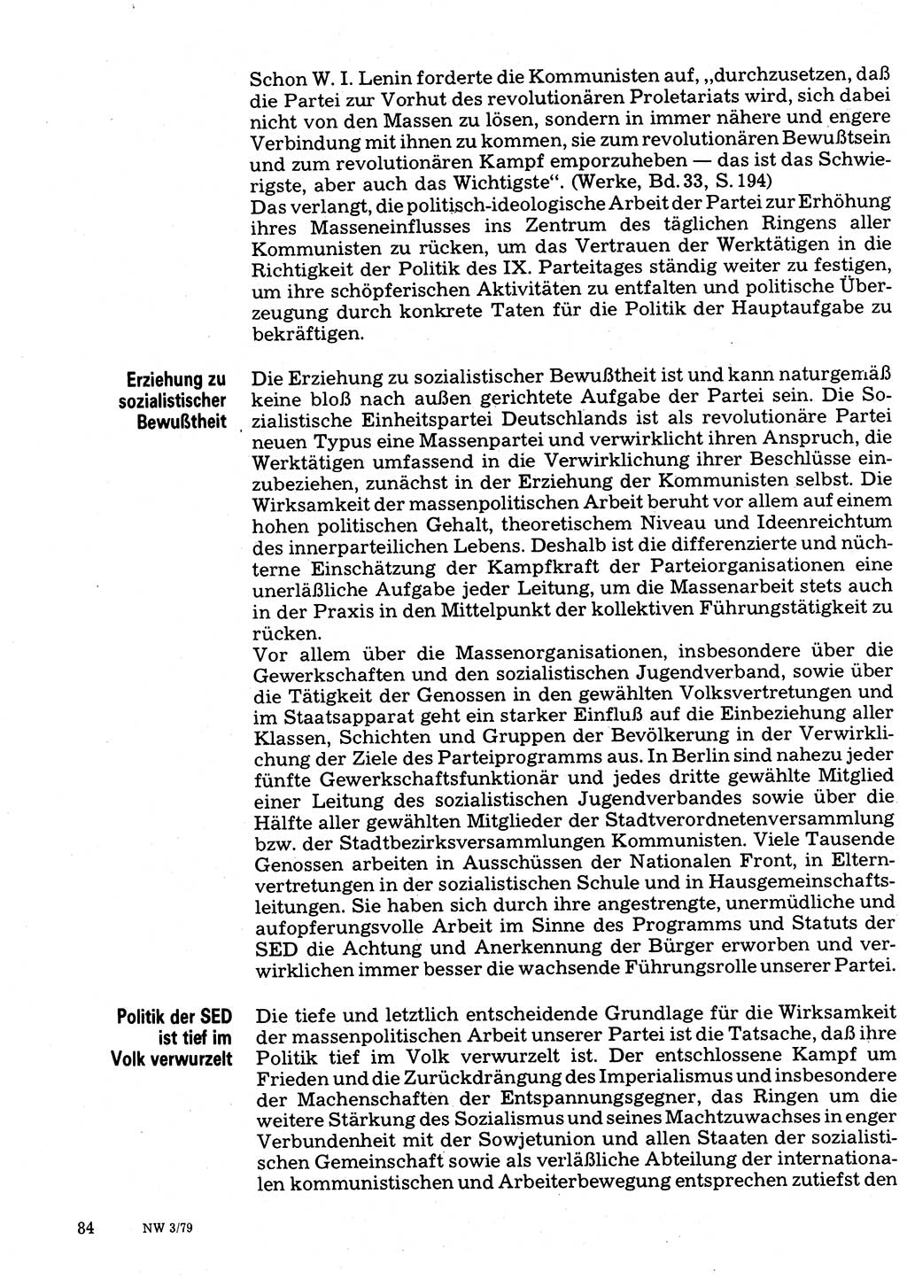 Neuer Weg (NW), Organ des Zentralkomitees (ZK) der SED (Sozialistische Einheitspartei Deutschlands) für Fragen des Parteilebens, 34. Jahrgang [Deutsche Demokratische Republik (DDR)] 1979, Seite 84 (NW ZK SED DDR 1979, S. 84)
