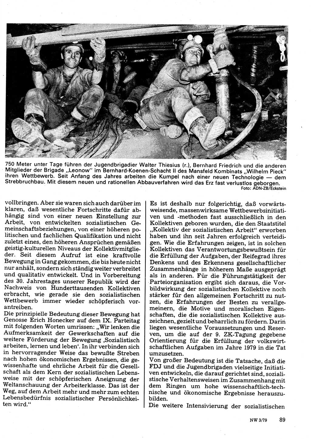 Neuer Weg (NW), Organ des Zentralkomitees (ZK) der SED (Sozialistische Einheitspartei Deutschlands) für Fragen des Parteilebens, 34. Jahrgang [Deutsche Demokratische Republik (DDR)] 1979, Seite 89 (NW ZK SED DDR 1979, S. 89)