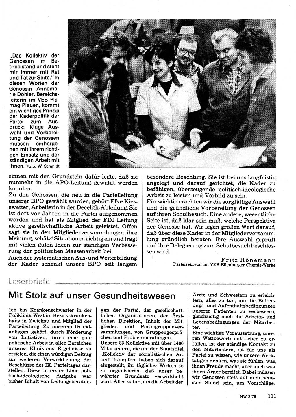 Neuer Weg (NW), Organ des Zentralkomitees (ZK) der SED (Sozialistische Einheitspartei Deutschlands) für Fragen des Parteilebens, 34. Jahrgang [Deutsche Demokratische Republik (DDR)] 1979, Seite 111 (NW ZK SED DDR 1979, S. 111)