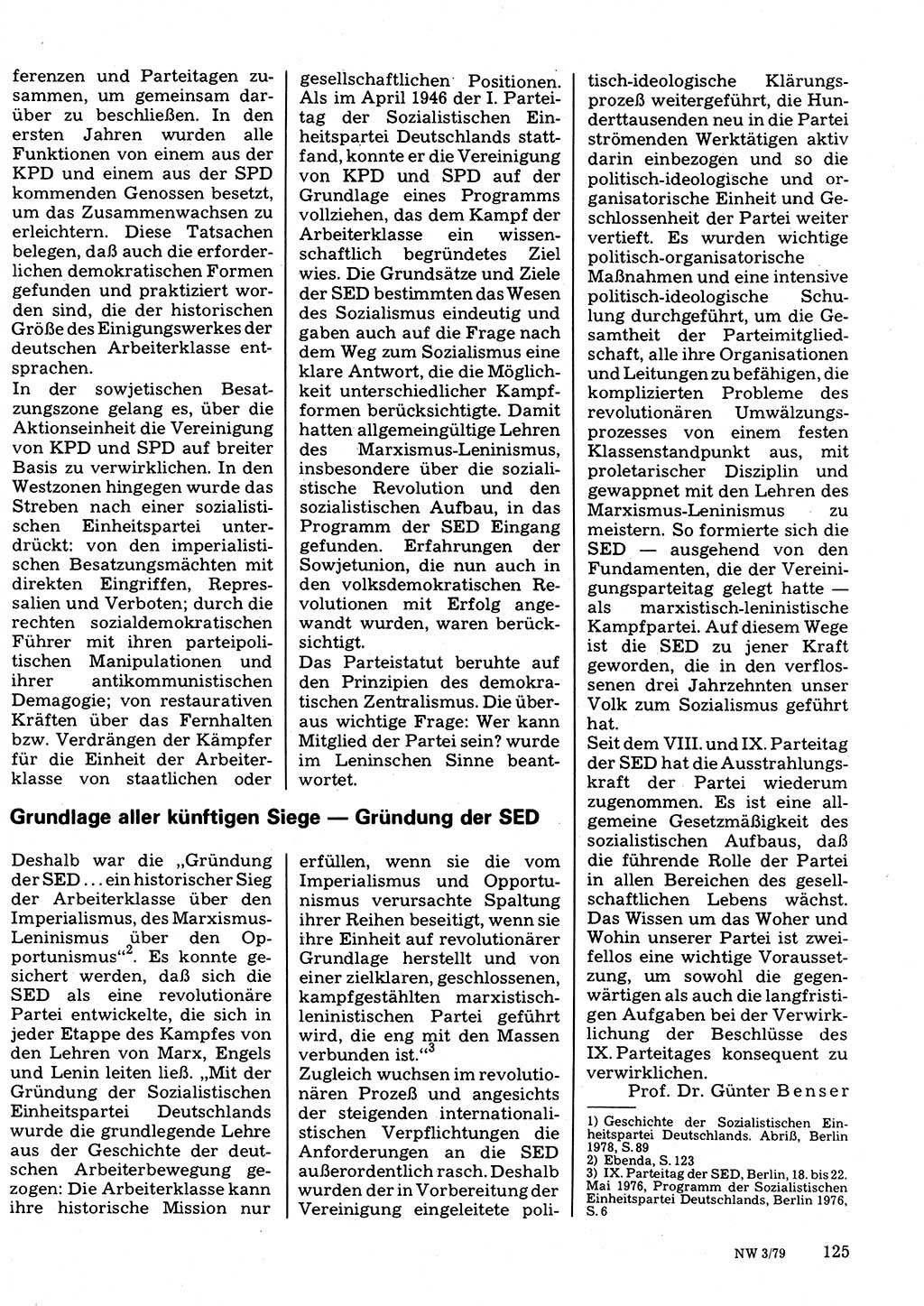 Neuer Weg (NW), Organ des Zentralkomitees (ZK) der SED (Sozialistische Einheitspartei Deutschlands) für Fragen des Parteilebens, 34. Jahrgang [Deutsche Demokratische Republik (DDR)] 1979, Seite 125 (NW ZK SED DDR 1979, S. 125)