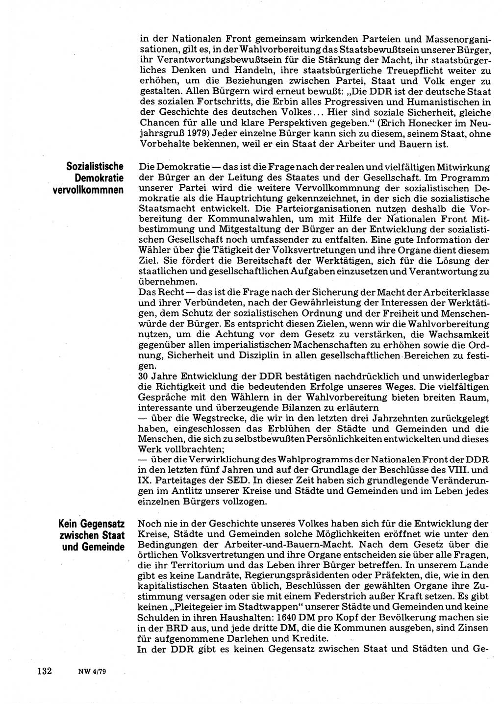 Neuer Weg (NW), Organ des Zentralkomitees (ZK) der SED (Sozialistische Einheitspartei Deutschlands) für Fragen des Parteilebens, 34. Jahrgang [Deutsche Demokratische Republik (DDR)] 1979, Seite 132 (NW ZK SED DDR 1979, S. 132)