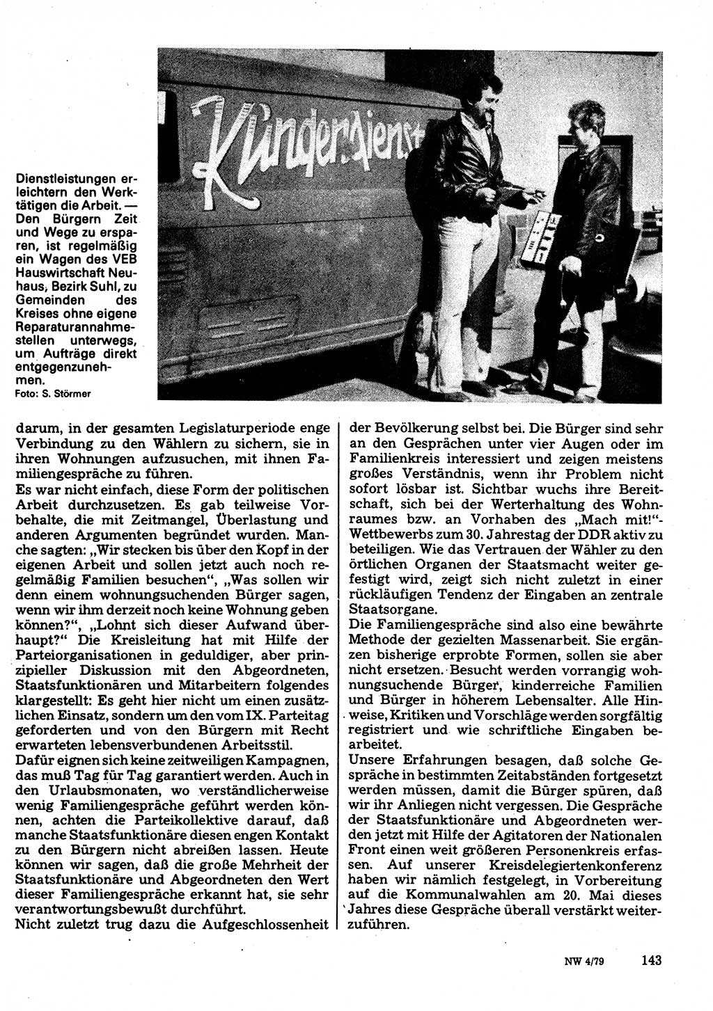 Neuer Weg (NW), Organ des Zentralkomitees (ZK) der SED (Sozialistische Einheitspartei Deutschlands) für Fragen des Parteilebens, 34. Jahrgang [Deutsche Demokratische Republik (DDR)] 1979, Seite 143 (NW ZK SED DDR 1979, S. 143)