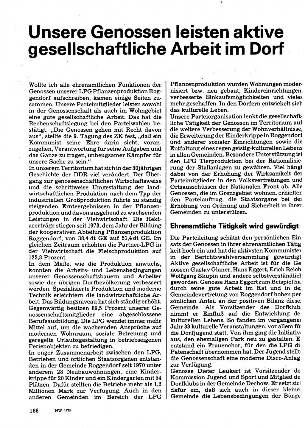 Neuer Weg (NW), Organ des Zentralkomitees (ZK) der SED (Sozialistische Einheitspartei Deutschlands) für Fragen des Parteilebens, 34. Jahrgang [Deutsche Demokratische Republik (DDR)] 1979, Seite 166 (NW ZK SED DDR 1979, S. 166)