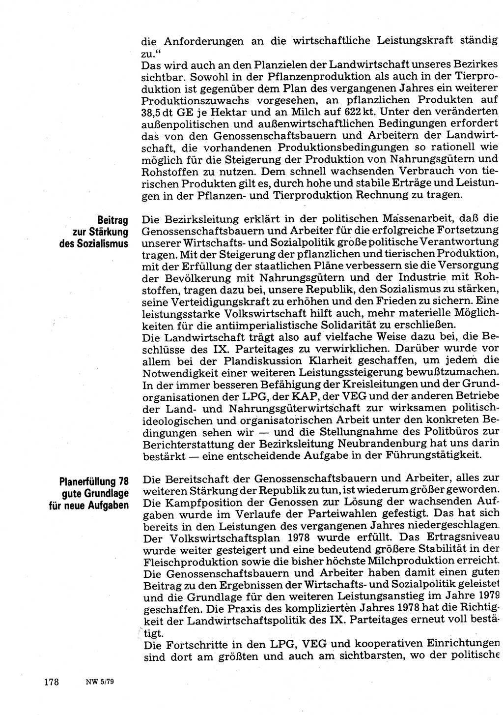 Neuer Weg (NW), Organ des Zentralkomitees (ZK) der SED (Sozialistische Einheitspartei Deutschlands) für Fragen des Parteilebens, 34. Jahrgang [Deutsche Demokratische Republik (DDR)] 1979, Seite 178 (NW ZK SED DDR 1979, S. 178)