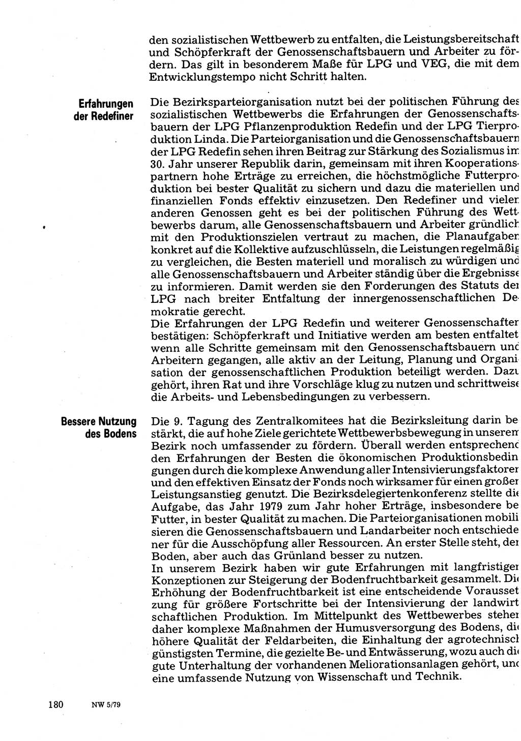 Neuer Weg (NW), Organ des Zentralkomitees (ZK) der SED (Sozialistische Einheitspartei Deutschlands) für Fragen des Parteilebens, 34. Jahrgang [Deutsche Demokratische Republik (DDR)] 1979, Seite 180 (NW ZK SED DDR 1979, S. 180)