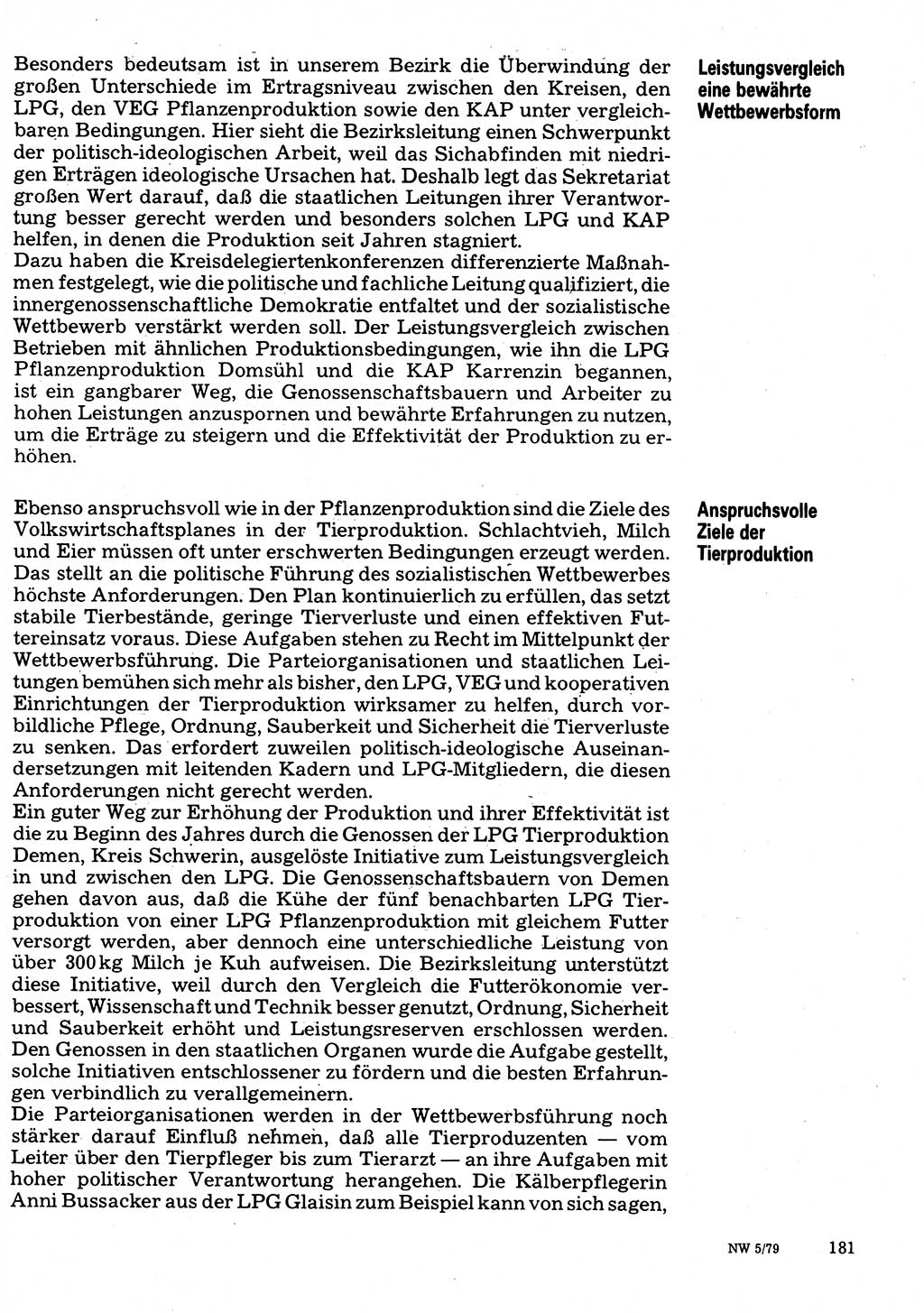 Neuer Weg (NW), Organ des Zentralkomitees (ZK) der SED (Sozialistische Einheitspartei Deutschlands) für Fragen des Parteilebens, 34. Jahrgang [Deutsche Demokratische Republik (DDR)] 1979, Seite 181 (NW ZK SED DDR 1979, S. 181)