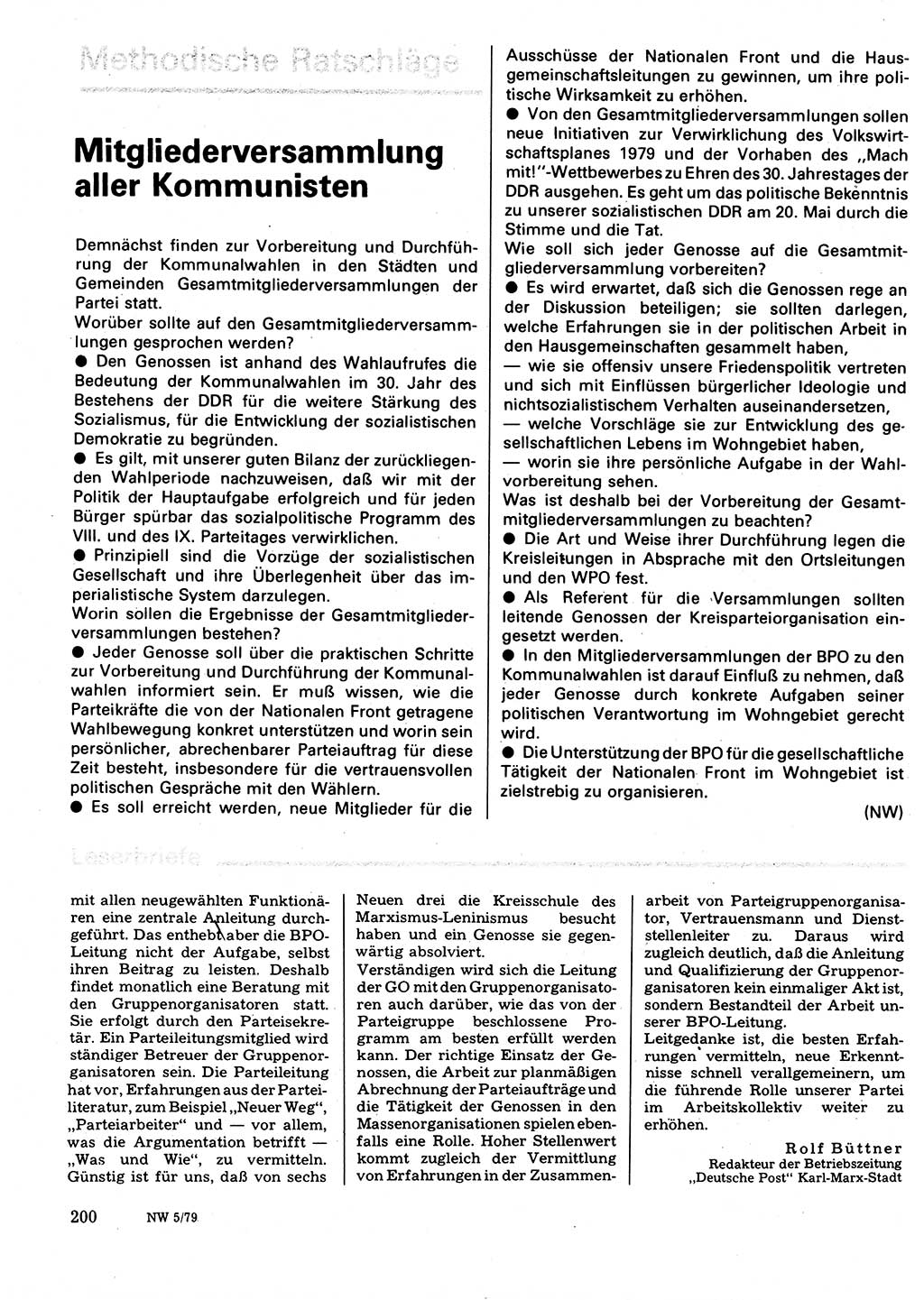 Neuer Weg (NW), Organ des Zentralkomitees (ZK) der SED (Sozialistische Einheitspartei Deutschlands) für Fragen des Parteilebens, 34. Jahrgang [Deutsche Demokratische Republik (DDR)] 1979, Seite 200 (NW ZK SED DDR 1979, S. 200)