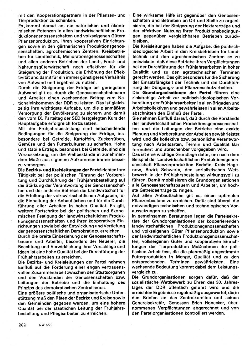 Neuer Weg (NW), Organ des Zentralkomitees (ZK) der SED (Sozialistische Einheitspartei Deutschlands) für Fragen des Parteilebens, 34. Jahrgang [Deutsche Demokratische Republik (DDR)] 1979, Seite 202 (NW ZK SED DDR 1979, S. 202)