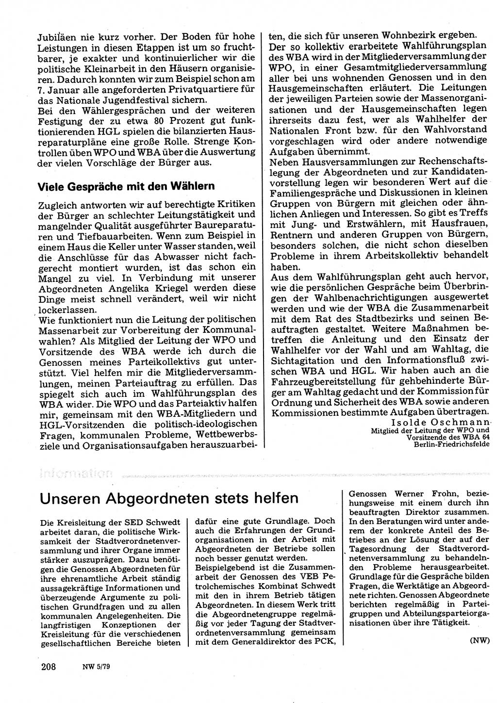 Neuer Weg (NW), Organ des Zentralkomitees (ZK) der SED (Sozialistische Einheitspartei Deutschlands) für Fragen des Parteilebens, 34. Jahrgang [Deutsche Demokratische Republik (DDR)] 1979, Seite 208 (NW ZK SED DDR 1979, S. 208)