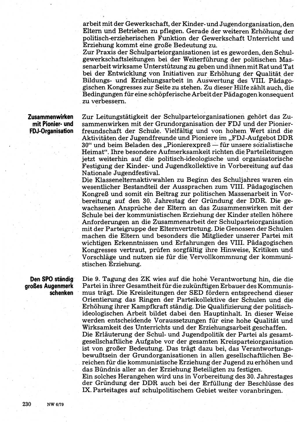 Neuer Weg (NW), Organ des Zentralkomitees (ZK) der SED (Sozialistische Einheitspartei Deutschlands) für Fragen des Parteilebens, 34. Jahrgang [Deutsche Demokratische Republik (DDR)] 1979, Seite 230 (NW ZK SED DDR 1979, S. 230)