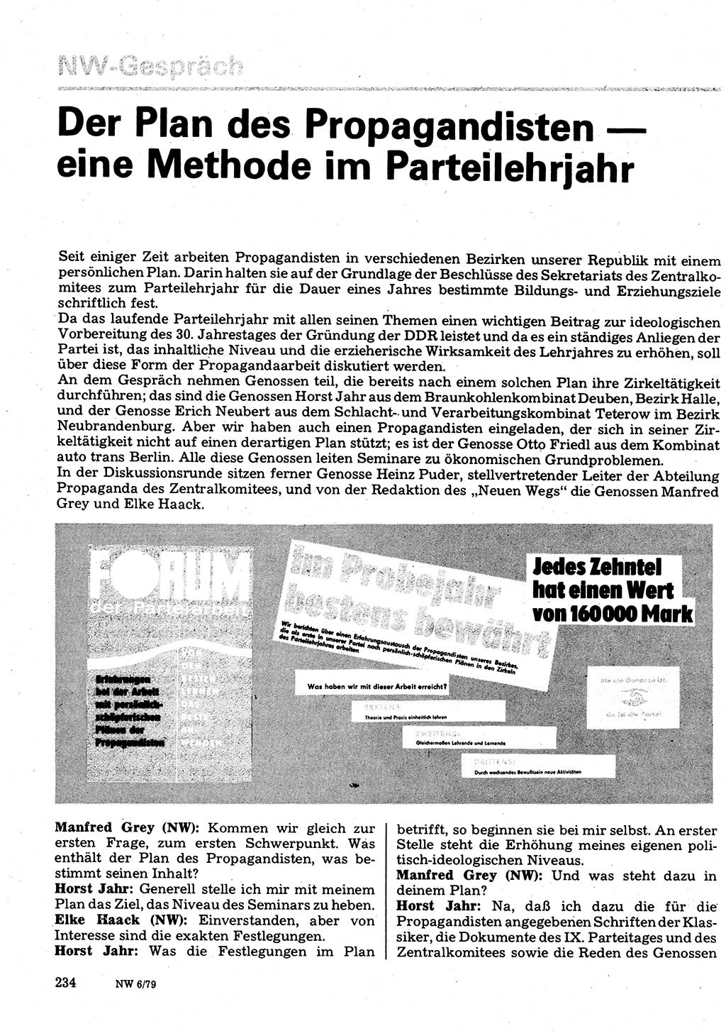Neuer Weg (NW), Organ des Zentralkomitees (ZK) der SED (Sozialistische Einheitspartei Deutschlands) für Fragen des Parteilebens, 34. Jahrgang [Deutsche Demokratische Republik (DDR)] 1979, Seite 234 (NW ZK SED DDR 1979, S. 234)