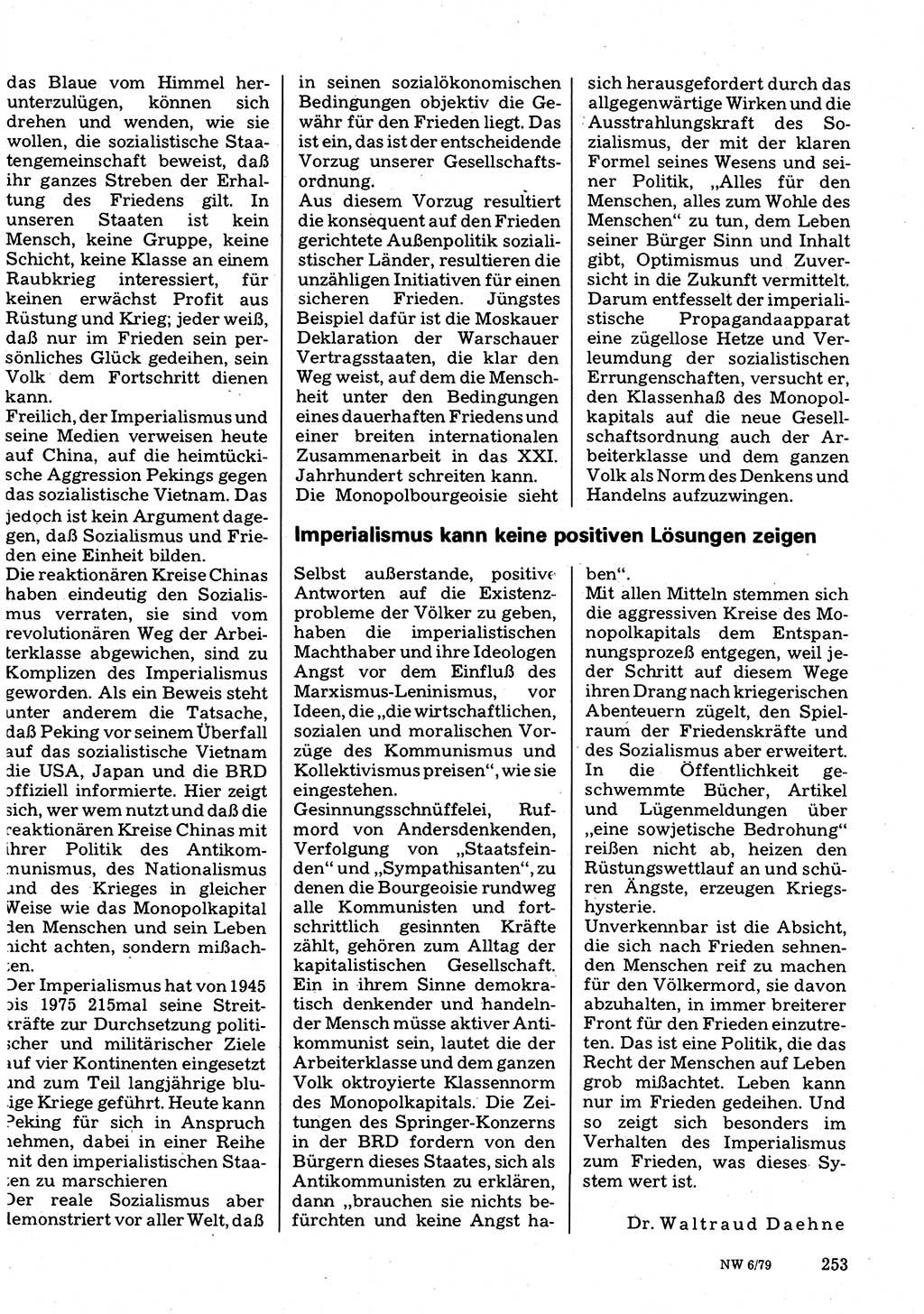 Neuer Weg (NW), Organ des Zentralkomitees (ZK) der SED (Sozialistische Einheitspartei Deutschlands) für Fragen des Parteilebens, 34. Jahrgang [Deutsche Demokratische Republik (DDR)] 1979, Seite 253 (NW ZK SED DDR 1979, S. 253)