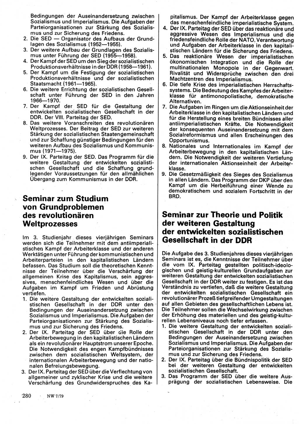 Neuer Weg (NW), Organ des Zentralkomitees (ZK) der SED (Sozialistische Einheitspartei Deutschlands) für Fragen des Parteilebens, 34. Jahrgang [Deutsche Demokratische Republik (DDR)] 1979, Seite 280 (NW ZK SED DDR 1979, S. 280)