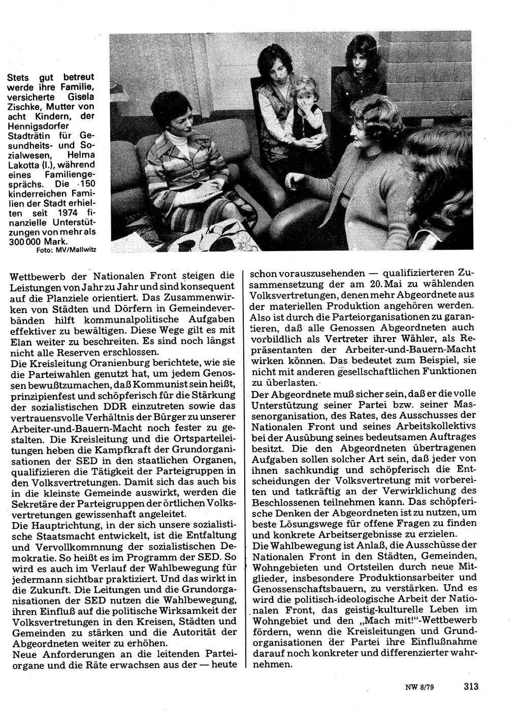Neuer Weg (NW), Organ des Zentralkomitees (ZK) der SED (Sozialistische Einheitspartei Deutschlands) für Fragen des Parteilebens, 34. Jahrgang [Deutsche Demokratische Republik (DDR)] 1979, Seite 313 (NW ZK SED DDR 1979, S. 313)