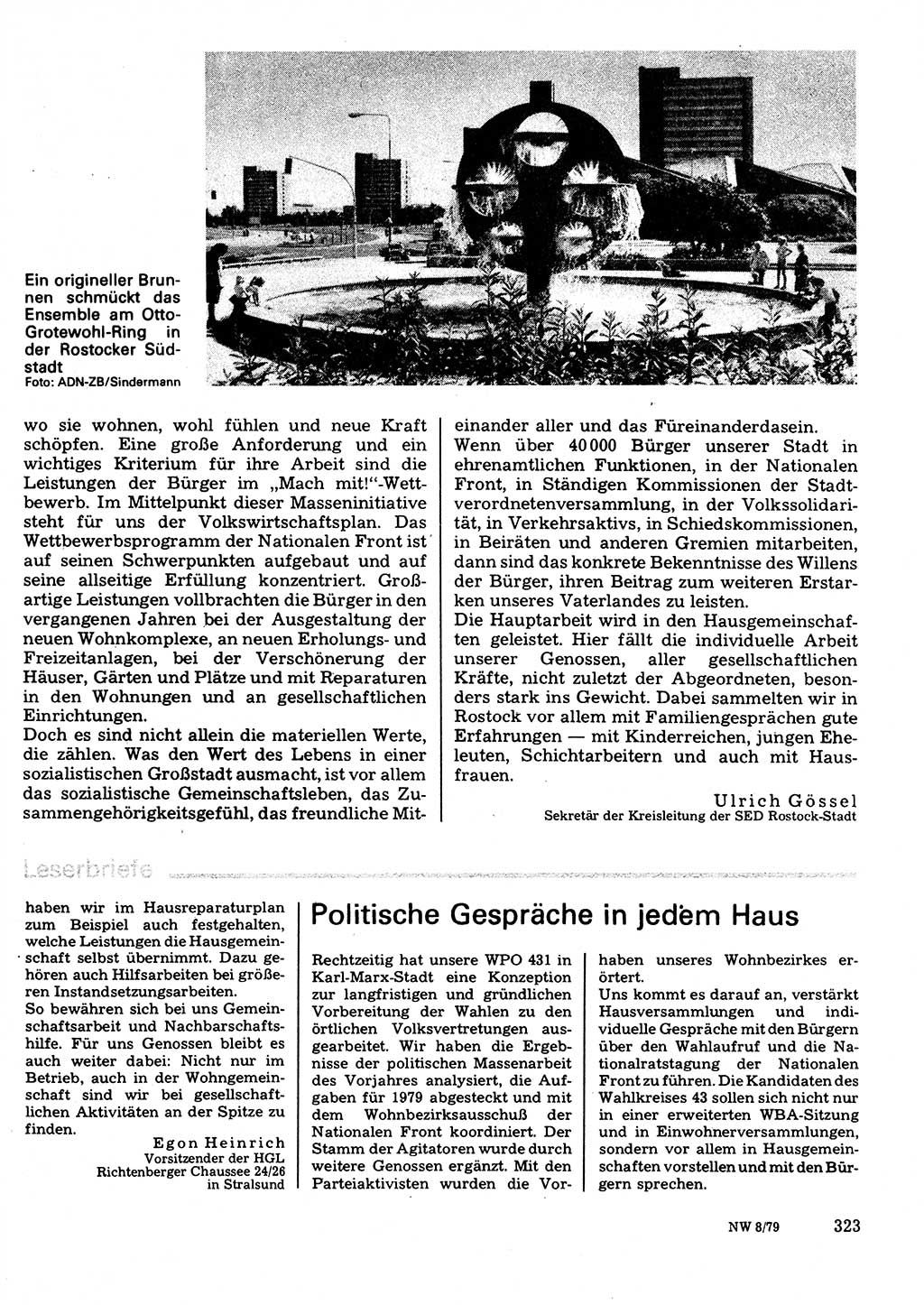 Neuer Weg (NW), Organ des Zentralkomitees (ZK) der SED (Sozialistische Einheitspartei Deutschlands) für Fragen des Parteilebens, 34. Jahrgang [Deutsche Demokratische Republik (DDR)] 1979, Seite 323 (NW ZK SED DDR 1979, S. 323)