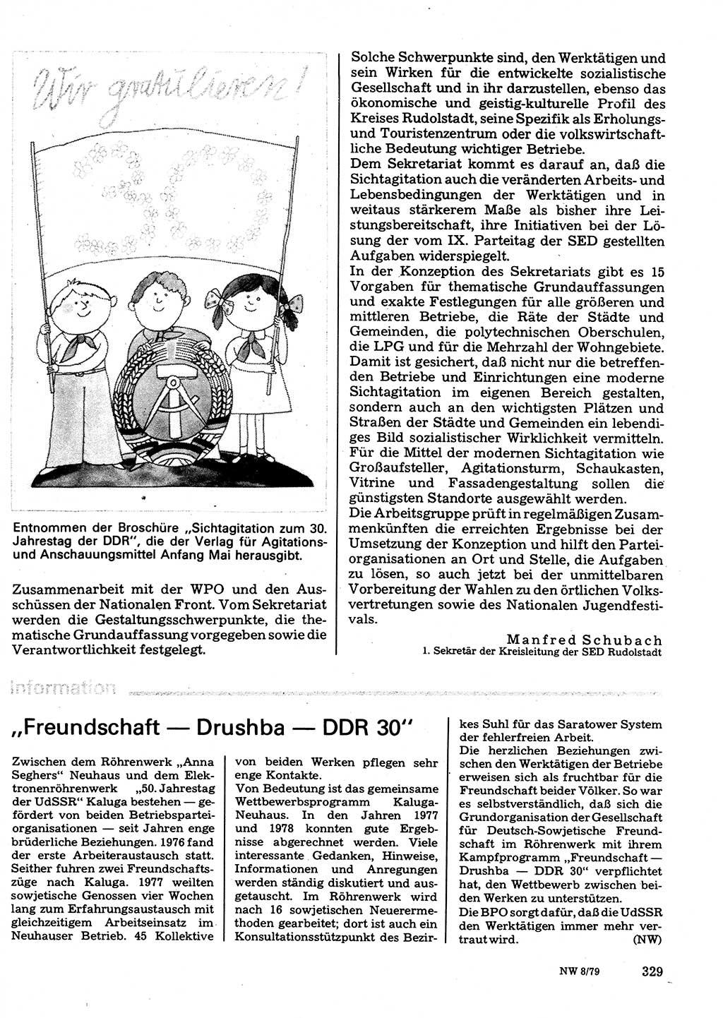 Neuer Weg (NW), Organ des Zentralkomitees (ZK) der SED (Sozialistische Einheitspartei Deutschlands) für Fragen des Parteilebens, 34. Jahrgang [Deutsche Demokratische Republik (DDR)] 1979, Seite 329 (NW ZK SED DDR 1979, S. 329)