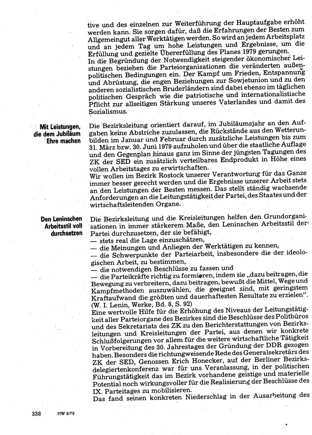 Neuer Weg (NW), Organ des Zentralkomitees (ZK) der SED (Sozialistische Einheitspartei Deutschlands) für Fragen des Parteilebens, 34. Jahrgang [Deutsche Demokratische Republik (DDR)] 1979, Seite 338 (NW ZK SED DDR 1979, S. 338)