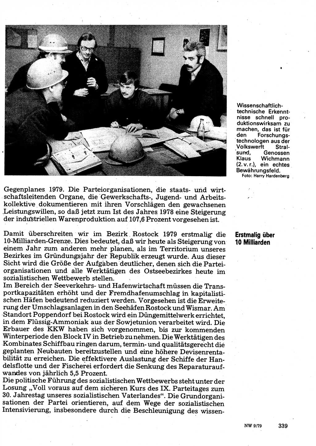 Neuer Weg (NW), Organ des Zentralkomitees (ZK) der SED (Sozialistische Einheitspartei Deutschlands) für Fragen des Parteilebens, 34. Jahrgang [Deutsche Demokratische Republik (DDR)] 1979, Seite 339 (NW ZK SED DDR 1979, S. 339)