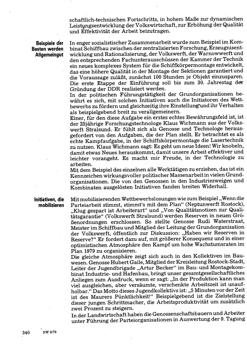 Neuer Weg (NW), Organ des Zentralkomitees (ZK) der SED (Sozialistische Einheitspartei Deutschlands) für Fragen des Parteilebens, 34. Jahrgang [Deutsche Demokratische Republik (DDR)] 1979, Seite 340 (NW ZK SED DDR 1979, S. 340)