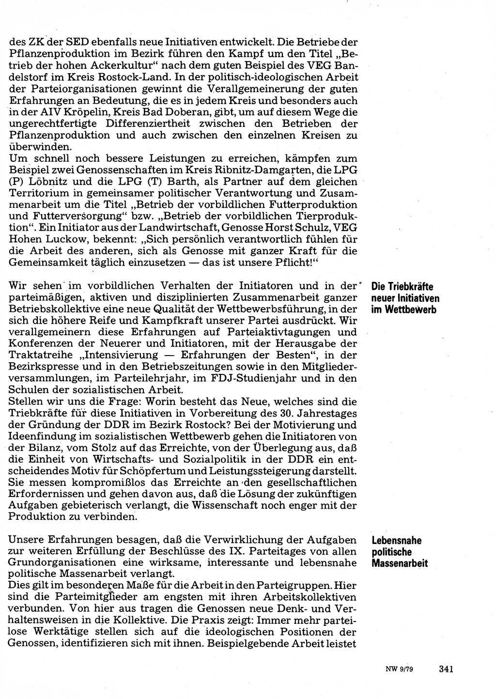 Neuer Weg (NW), Organ des Zentralkomitees (ZK) der SED (Sozialistische Einheitspartei Deutschlands) für Fragen des Parteilebens, 34. Jahrgang [Deutsche Demokratische Republik (DDR)] 1979, Seite 341 (NW ZK SED DDR 1979, S. 341)