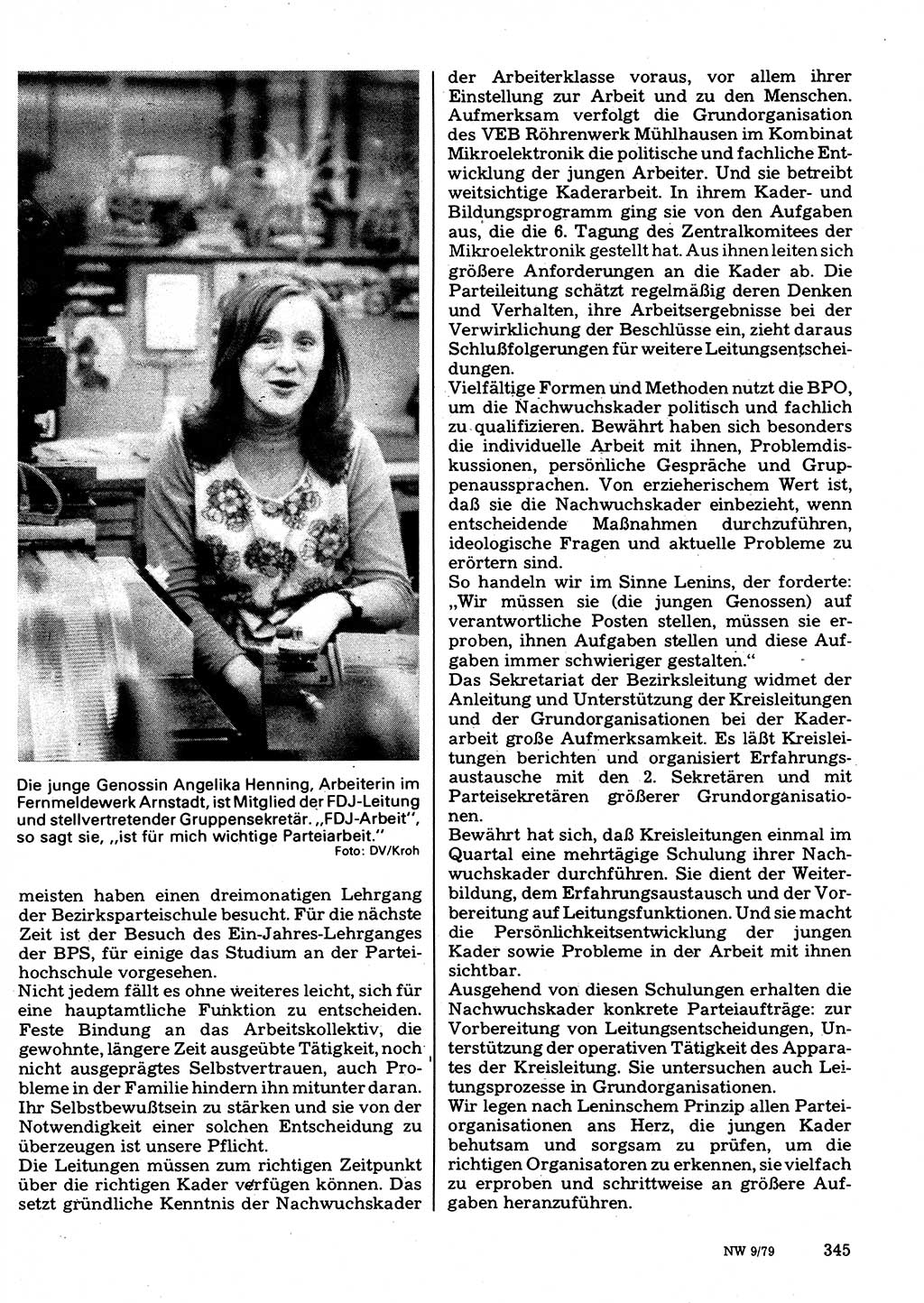 Neuer Weg (NW), Organ des Zentralkomitees (ZK) der SED (Sozialistische Einheitspartei Deutschlands) für Fragen des Parteilebens, 34. Jahrgang [Deutsche Demokratische Republik (DDR)] 1979, Seite 345 (NW ZK SED DDR 1979, S. 345)