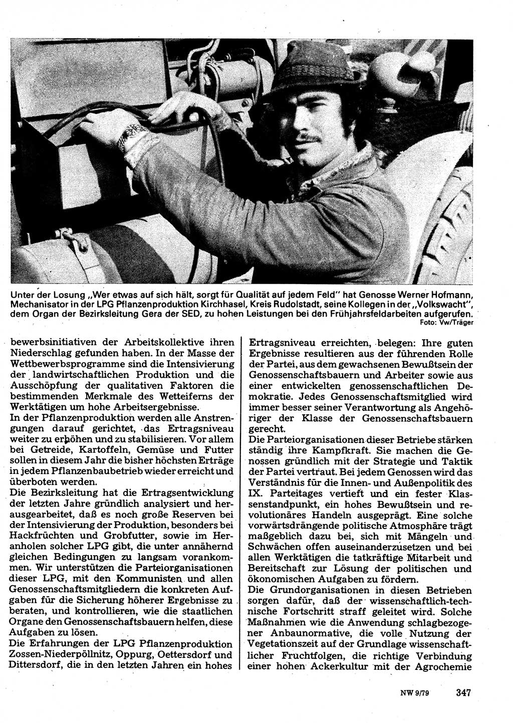 Neuer Weg (NW), Organ des Zentralkomitees (ZK) der SED (Sozialistische Einheitspartei Deutschlands) für Fragen des Parteilebens, 34. Jahrgang [Deutsche Demokratische Republik (DDR)] 1979, Seite 347 (NW ZK SED DDR 1979, S. 347)
