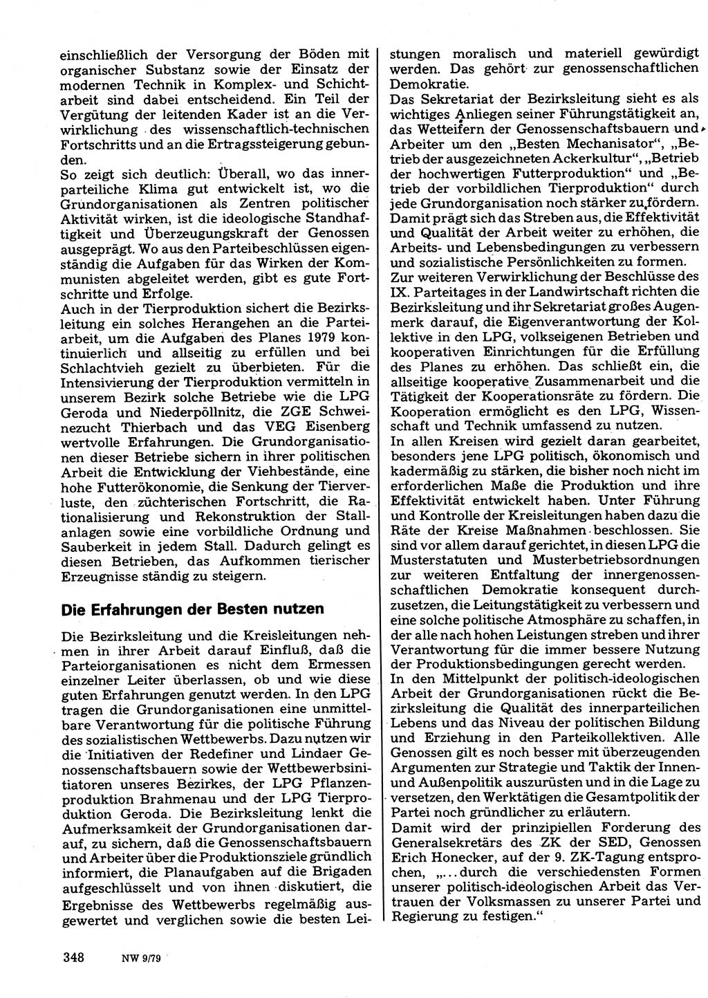 Neuer Weg (NW), Organ des Zentralkomitees (ZK) der SED (Sozialistische Einheitspartei Deutschlands) für Fragen des Parteilebens, 34. Jahrgang [Deutsche Demokratische Republik (DDR)] 1979, Seite 348 (NW ZK SED DDR 1979, S. 348)