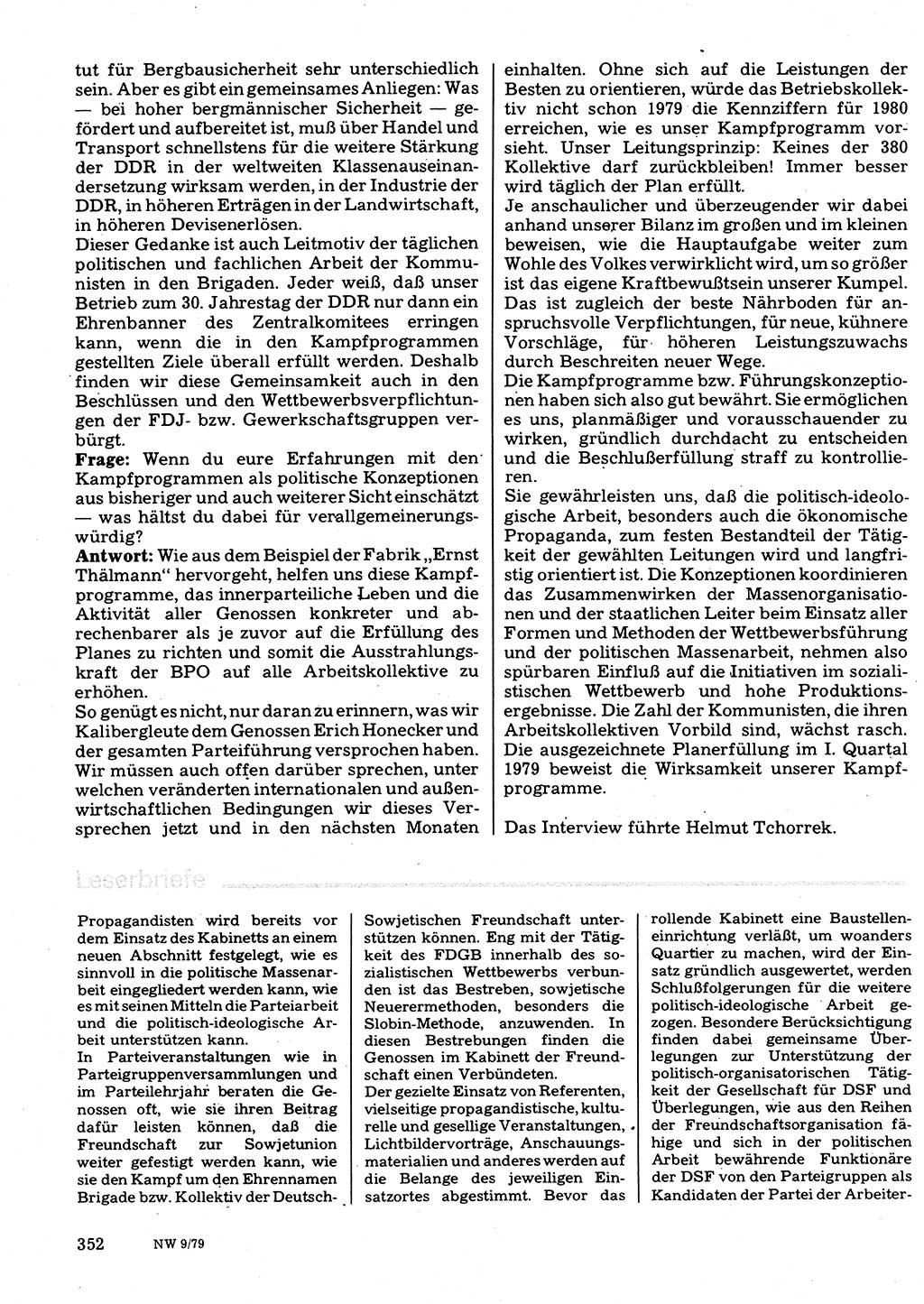 Neuer Weg (NW), Organ des Zentralkomitees (ZK) der SED (Sozialistische Einheitspartei Deutschlands) für Fragen des Parteilebens, 34. Jahrgang [Deutsche Demokratische Republik (DDR)] 1979, Seite 352 (NW ZK SED DDR 1979, S. 352)