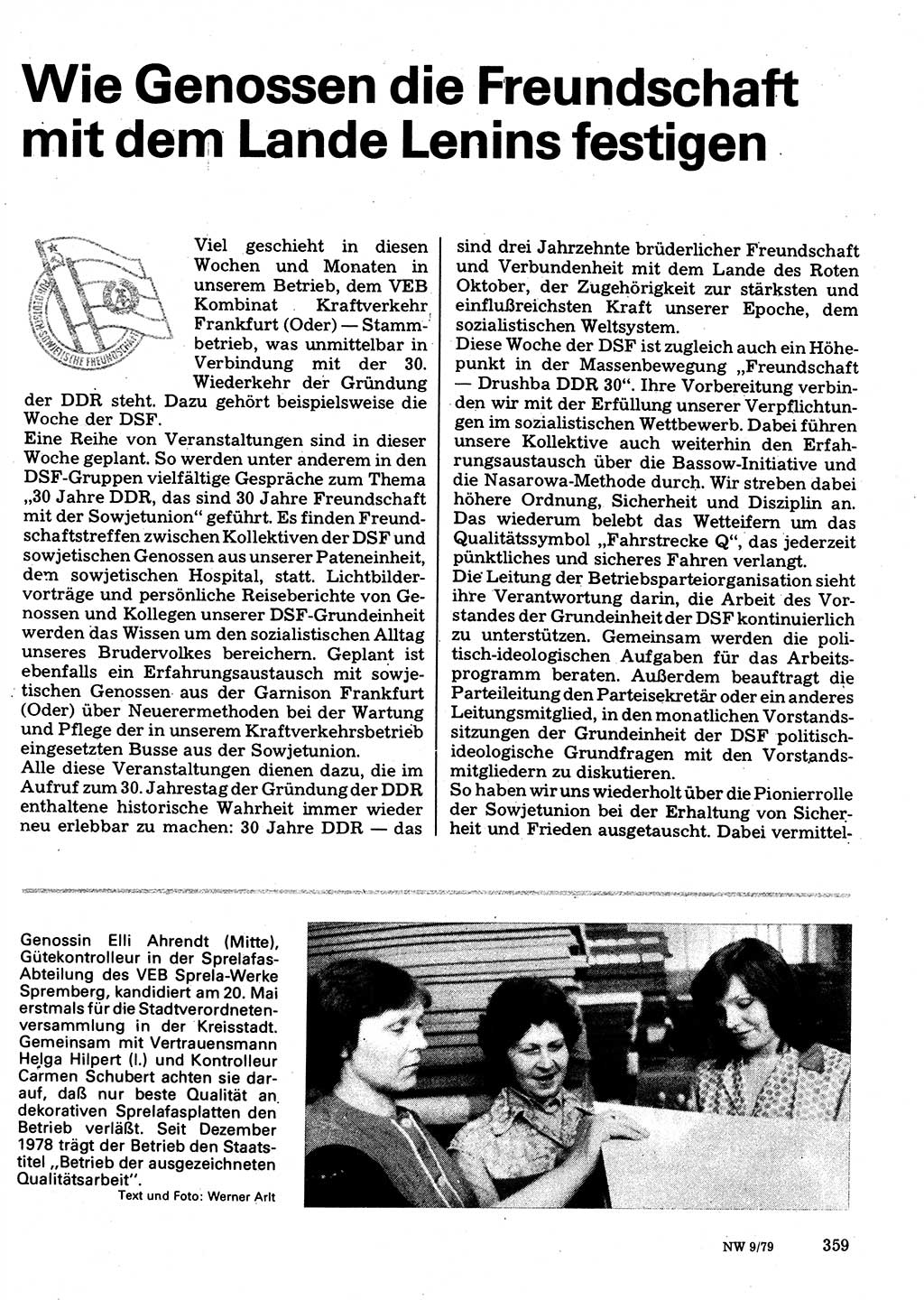 Neuer Weg (NW), Organ des Zentralkomitees (ZK) der SED (Sozialistische Einheitspartei Deutschlands) für Fragen des Parteilebens, 34. Jahrgang [Deutsche Demokratische Republik (DDR)] 1979, Seite 359 (NW ZK SED DDR 1979, S. 359)