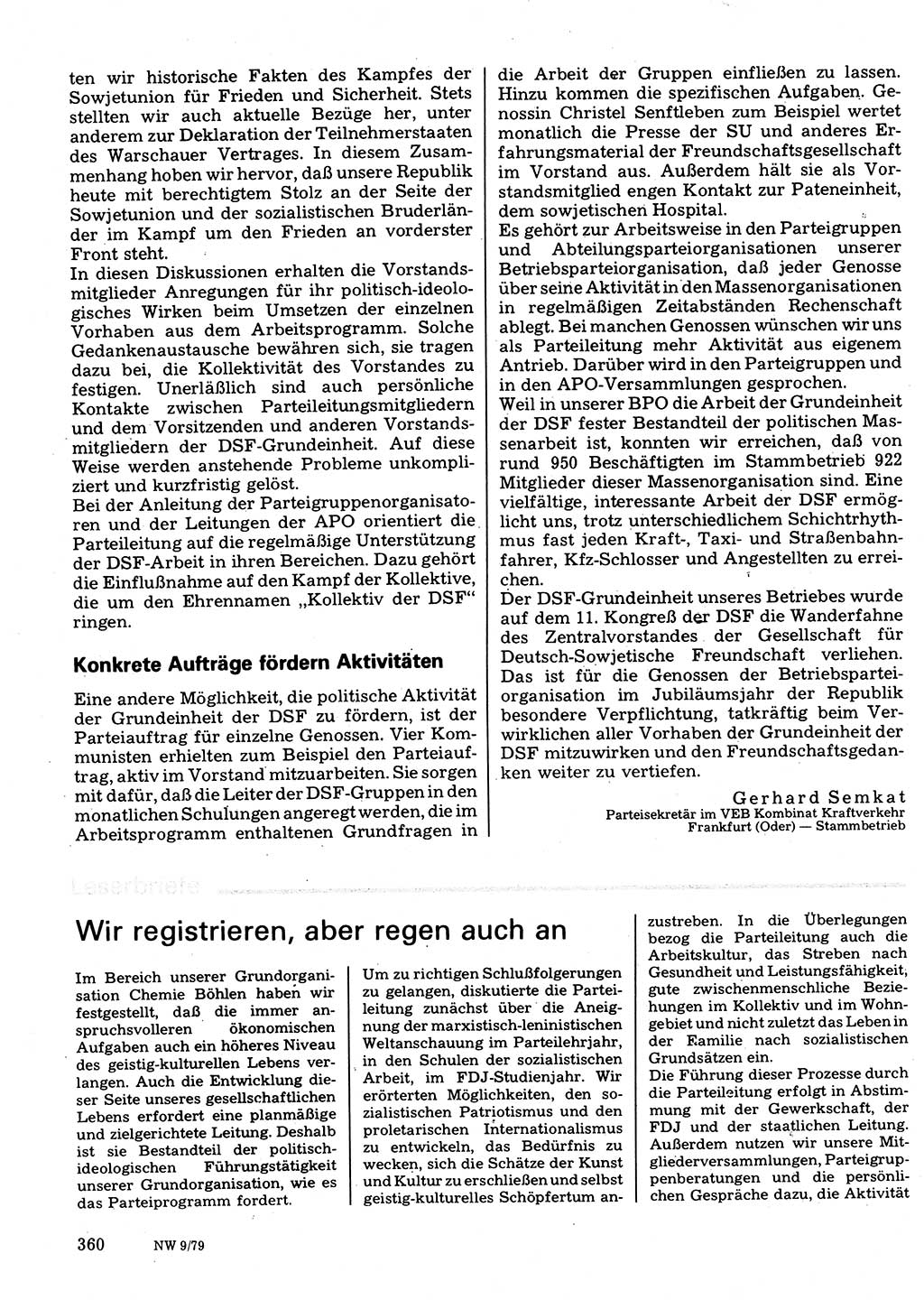 Neuer Weg (NW), Organ des Zentralkomitees (ZK) der SED (Sozialistische Einheitspartei Deutschlands) für Fragen des Parteilebens, 34. Jahrgang [Deutsche Demokratische Republik (DDR)] 1979, Seite 360 (NW ZK SED DDR 1979, S. 360)